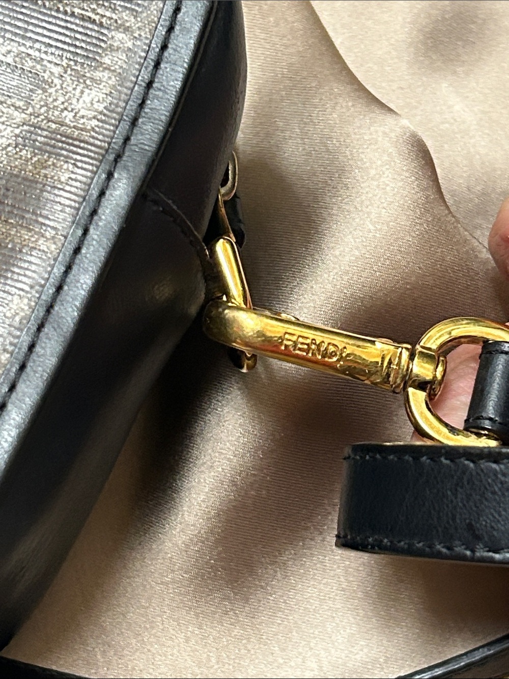 Fendi Brown Zucca Canvas Crossbody with Black Leather Trim - Picture 4 of 7